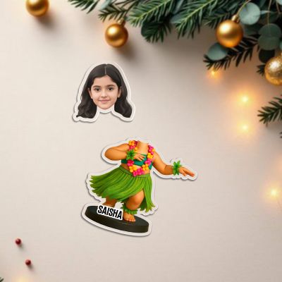 Personalized Hula Dancer Girl Bobblehead Caricature Gift for Daughter & Sisters  Girls Bedroom & Study Table Decor  Battery Powered Moving Head  Birthday Return Gift